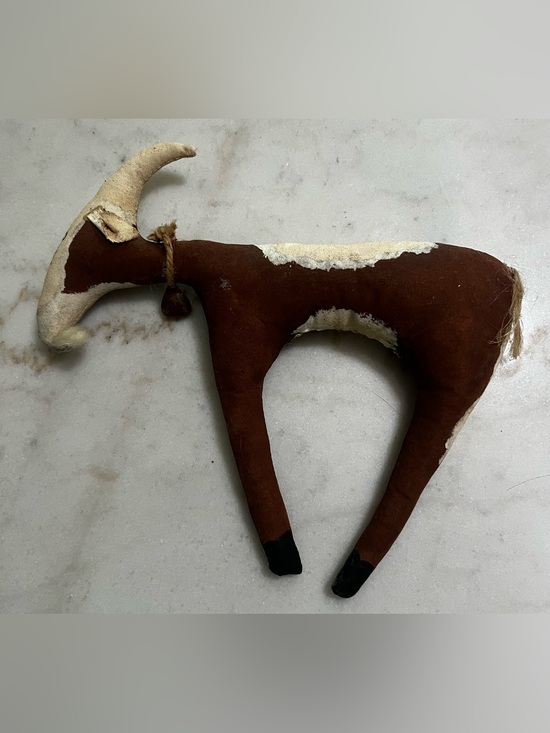 Other - Handmade Folk Art Primitive Stuffed Goat With Bell Shelf Sitter Decor
